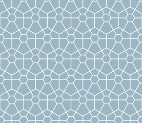 The geometric pattern with lines. Seamless vector background. White and blue texture. Graphic modern pattern. Simple lattice graphic design
