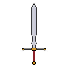 medieval weapon icon flat sword