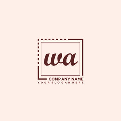 WA Initial handwriting logo concept, with line box template vector