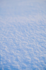 Winter texture closeup of a white snow in sunlight. Cold weather. Pure and clean nature in minimalism concept.