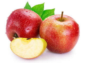 Fresh red apple isolated on white background