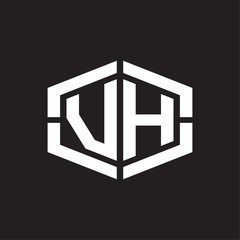 VH Logo monogram with hexagon shape and piece line rounded design tamplate
