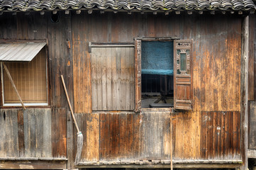 Old wooden chalet in Chinese village.