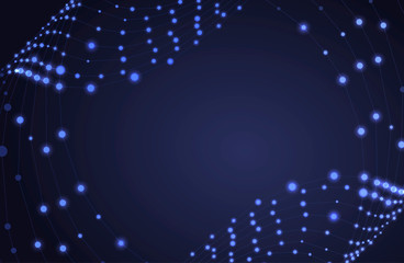 Vector Abstract Blue Background, Technology, Connected Dots.