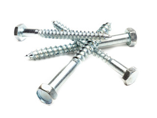 Große Stahlschrauben auf weißen Hintergrund