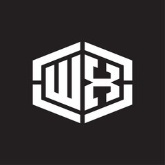 WX Logo monogram with hexagon shape and piece line rounded design tamplate