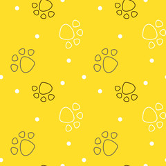 Vector seamless pattern with cat footprints. Can be used for wallpaper, web page background, surface textures.