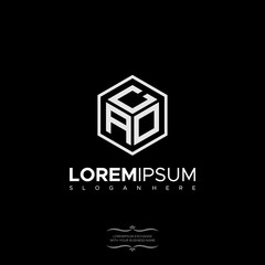 Three Icon Polygon geometric three letter logo CAO Monogram Design