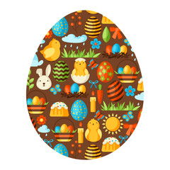 Happy Easter greeting card with holiday items.