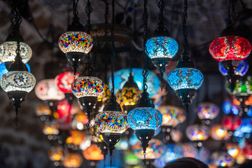 colored lantern hanging at the Kotor in Montenegro