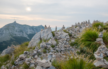 Lovcen Mountains National park at sunset in Montenegro