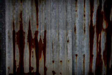 Old corrugated Zinc sheet with dirty and rust texture background.