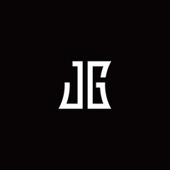 JG monogram logo with curved side style design template