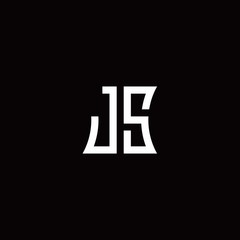 JS monogram logo with curved side style design template