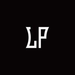 LP monogram logo with curved side style design template