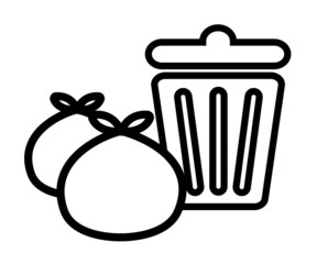 ごみ袋とごみ箱のアイコン/イラスト/素材