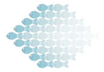 A lot of fish regular pattern vector design, concept of teamwork business or social theme.