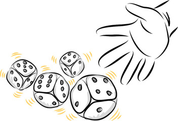 hand throwing dice luck concept vector illustration