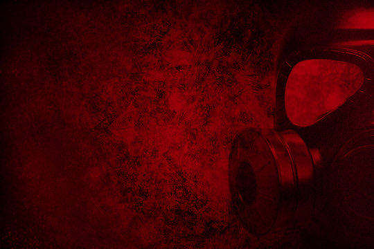 Gas mask in red colour mood