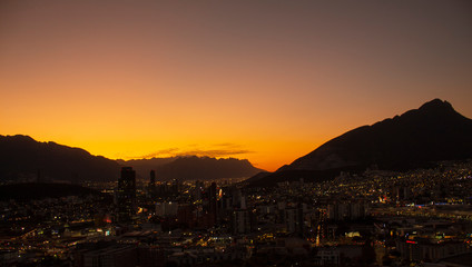 Fototapeta premium Sunset view in Monterrey Mexico