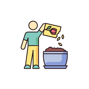person planting seeds in pot clip art preview