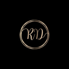 Letter RD logo design with handwriting concept. Creative fashion logo design, couple letter , beauty icon. Logo with hand drawn style for wedding concept -vector