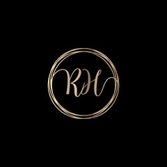 Letter RH logo design with handwriting concept. Creative fashion logo design, couple letter , beauty icon. Logo with hand drawn style for wedding concept -vector