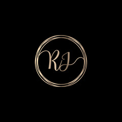 Letter R J logo design with handwriting concept. Creative fashion logo design, couple letter , beauty icon. Logo with hand drawn style for wedding concept -vector