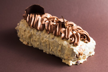 Chocolate cake with nuts and glaze icing