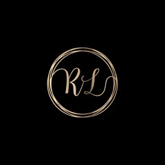 Letter R L logo design with handwriting concept. Creative fashion logo design, couple letter , beauty icon. Logo with hand drawn style for wedding concept -vector