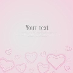 Valentine day background with hearts. pastel soft pink Abstract background made of hearts symbols bokeh with radial gradient