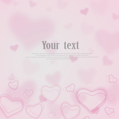 Fototapeta na wymiar Valentine day background with hearts. pastel soft pink Abstract background made of hearts symbols bokeh with radial gradient