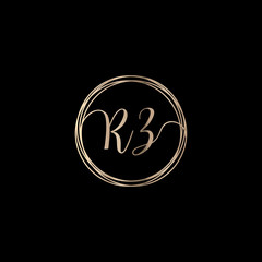 Letter R Z logo design with handwriting concept. Creative fashion logo design, couple letter , beauty icon. Logo with hand drawn style for wedding concept -vector