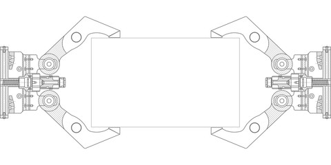 Industrial robot manipulator.Mechanical Engineering drawing .Robotic arm .Computer aided design systems.Industrial Technology Banner. Modern industrial technology - Vector illustration .	