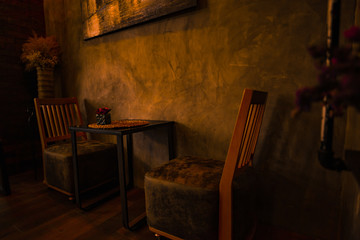  Chair and table set and warm light