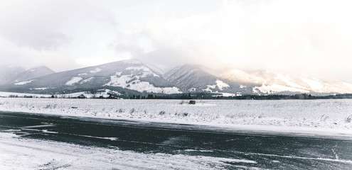 Winter landscape shot of montain