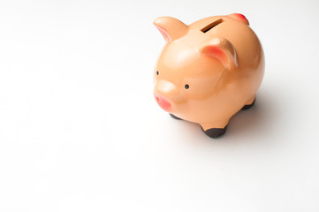 Piggy bank on white background