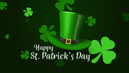 Saint Patrick Day Lettering decoration. Cloverleaf and Green Hat