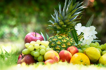 Summer background with ripe fruits