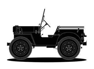 Militär Jeep schwaez weiß 2. Weltkrieg