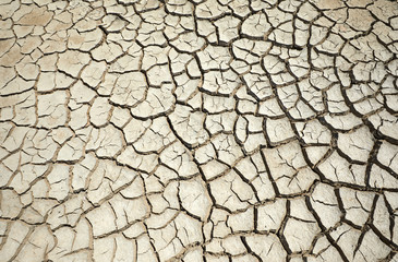 Drought land. Cracked clay ground . Drought, ground cracks, no water, lack of moisture. Global worming effect. Crack soil on dry season. Abstract natural background with cracked earth texture.