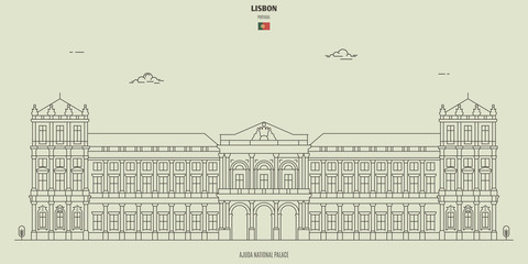 Ajuda National Palace in Lisbon, Portugal. Landmark icon