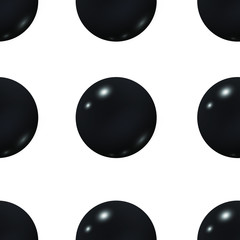 Vector seamless pattern : small black shining balls or bubbles on white background.  Minimalistic monochrome design for textile, wrapping paper, wallpaper.