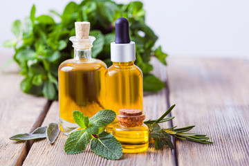 Fresh mint essential oil as natural cosmetics