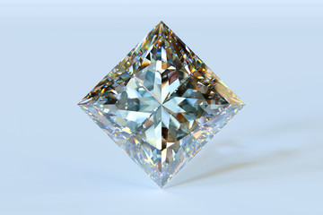 Pear cut diamond on light blue background