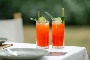 refreshing fruit punch beverage in glass