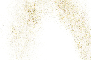 Gold glitter texture isolated on white. Amber particles color. Celebratory background. Golden explosion of confetti. Vector illustration,eps 10.