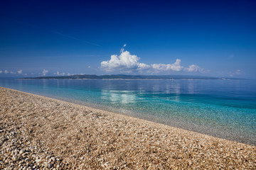 Amazing seascape of Adriatic sea. Colorful summer view of small Brela beach Croatia, Europe....