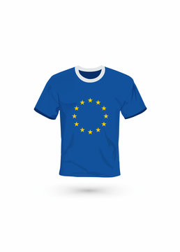 Sport shirt in colors of European union flag. Vector illustration for sport, championship and national team, sport game