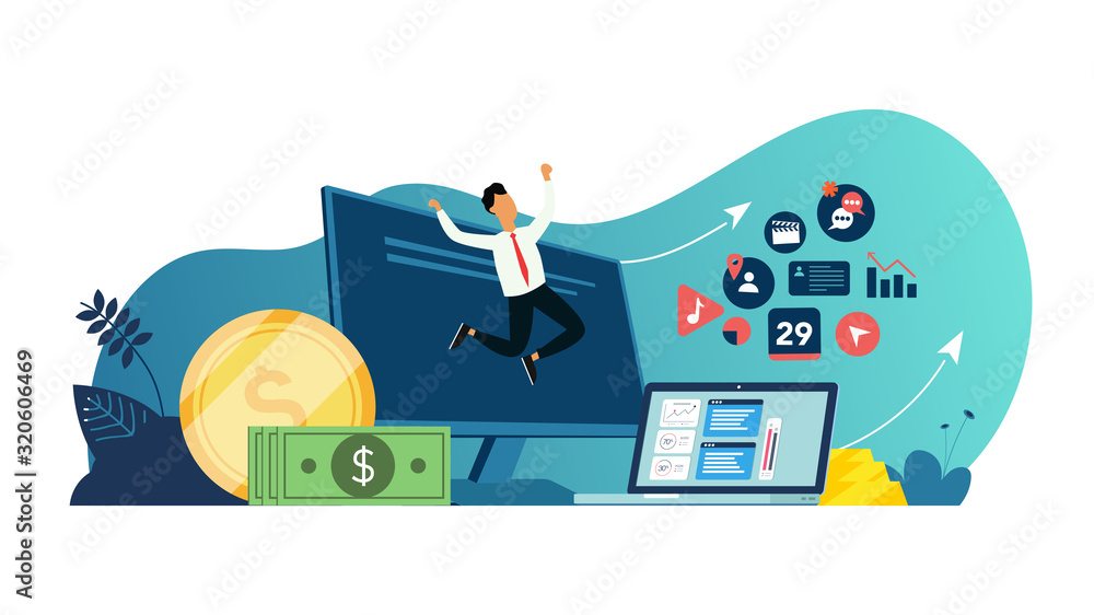 Poster element collection design with business or finance concept for website development or social media a